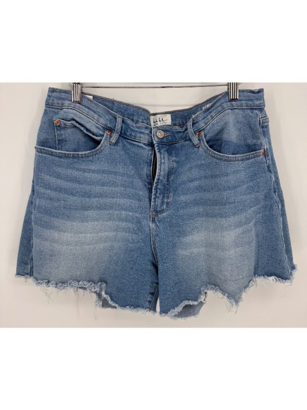 Nicole Miller Nomad Super High Rise Classic Fit Frayed Denim Jean Shorts Size 12